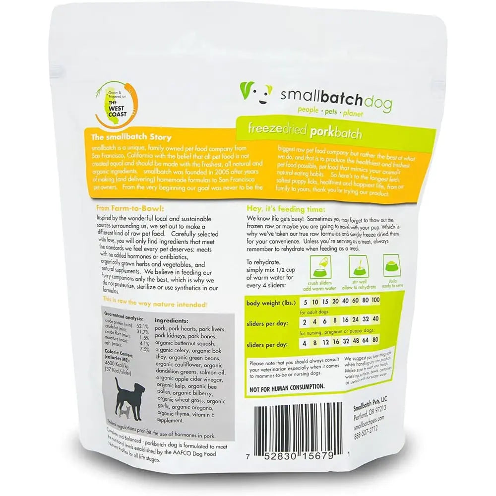 Smallbatch Pets 14oz Freeze-Dried Premium Pork Sliders Raw Dog Food