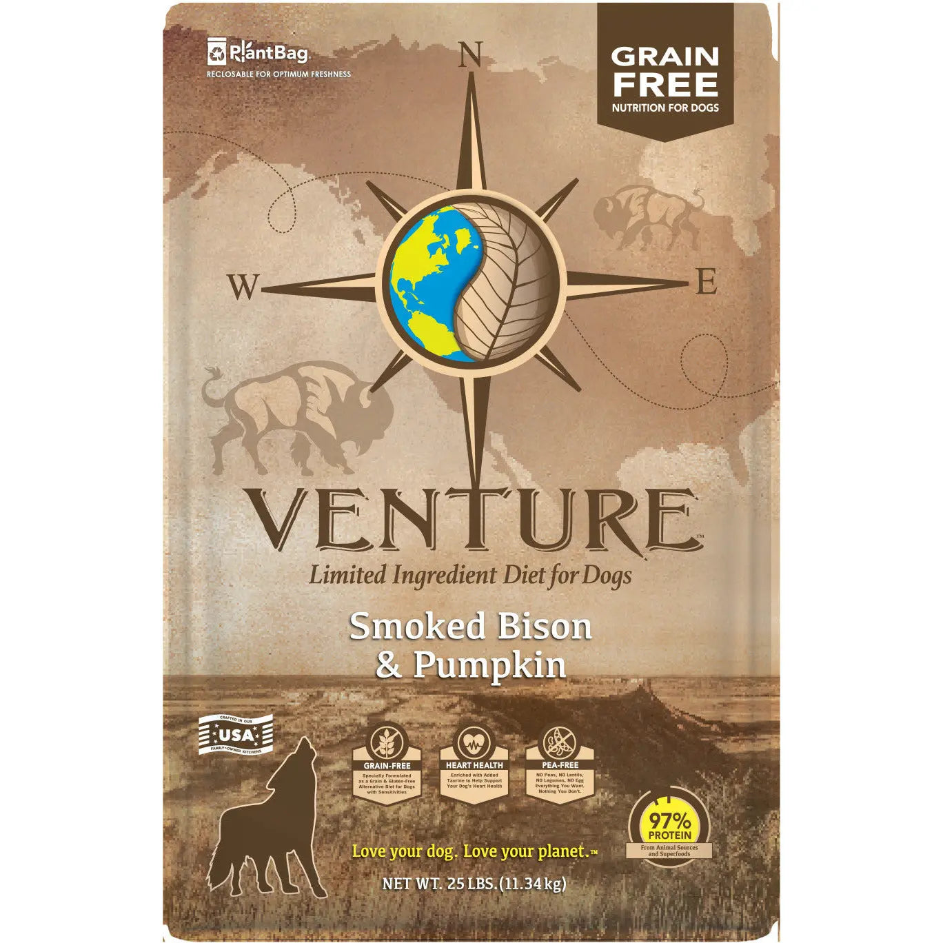 Earthborn Holistic Premium Limited-Ingredient Dry Dog Food with Smoked Bison and Ripe Pumpkins