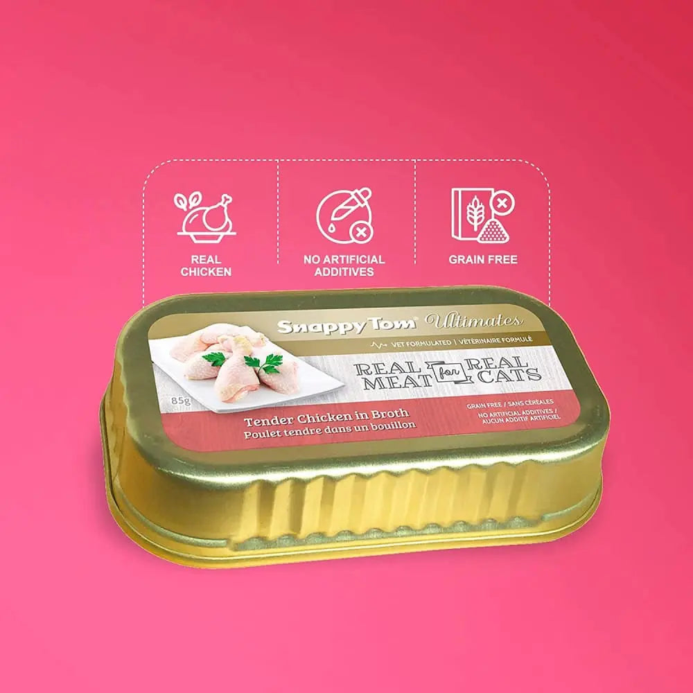 Snappy Tom Ultimates High - Quality Tender Chicken in Broth Canned Cat Food for Feline Nutrition