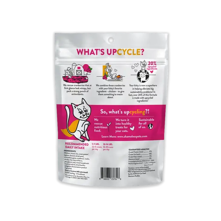 Shameless Pets Delicious Chicken and Cranberry Crunchy Cat Treats for Feline Nutrition