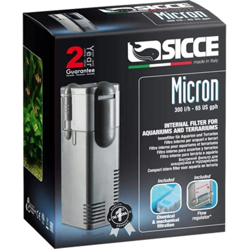 Sicce MICRON 65 GPH Internal Aquarium Filter for Small Aquariums