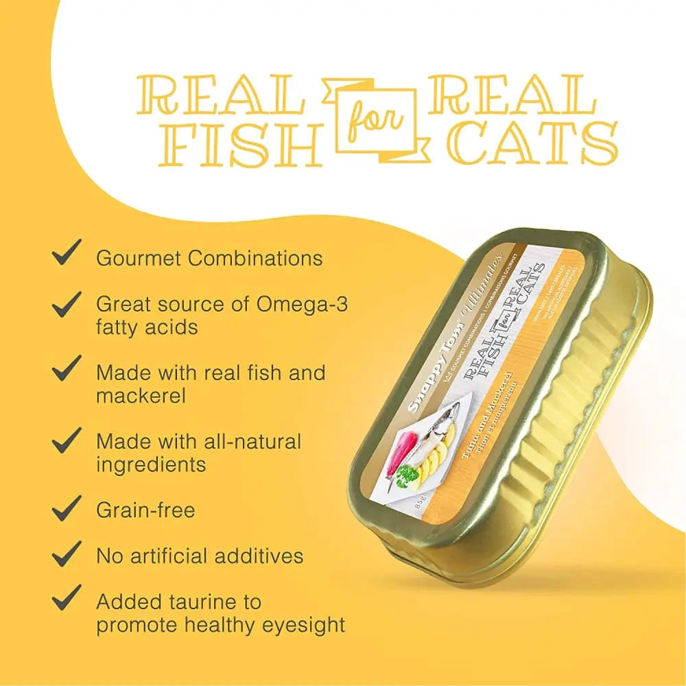 Snappy Tom Ultimates: 12-Pack 3oz Canned Fresh Tuna & Mackerel Cat Food