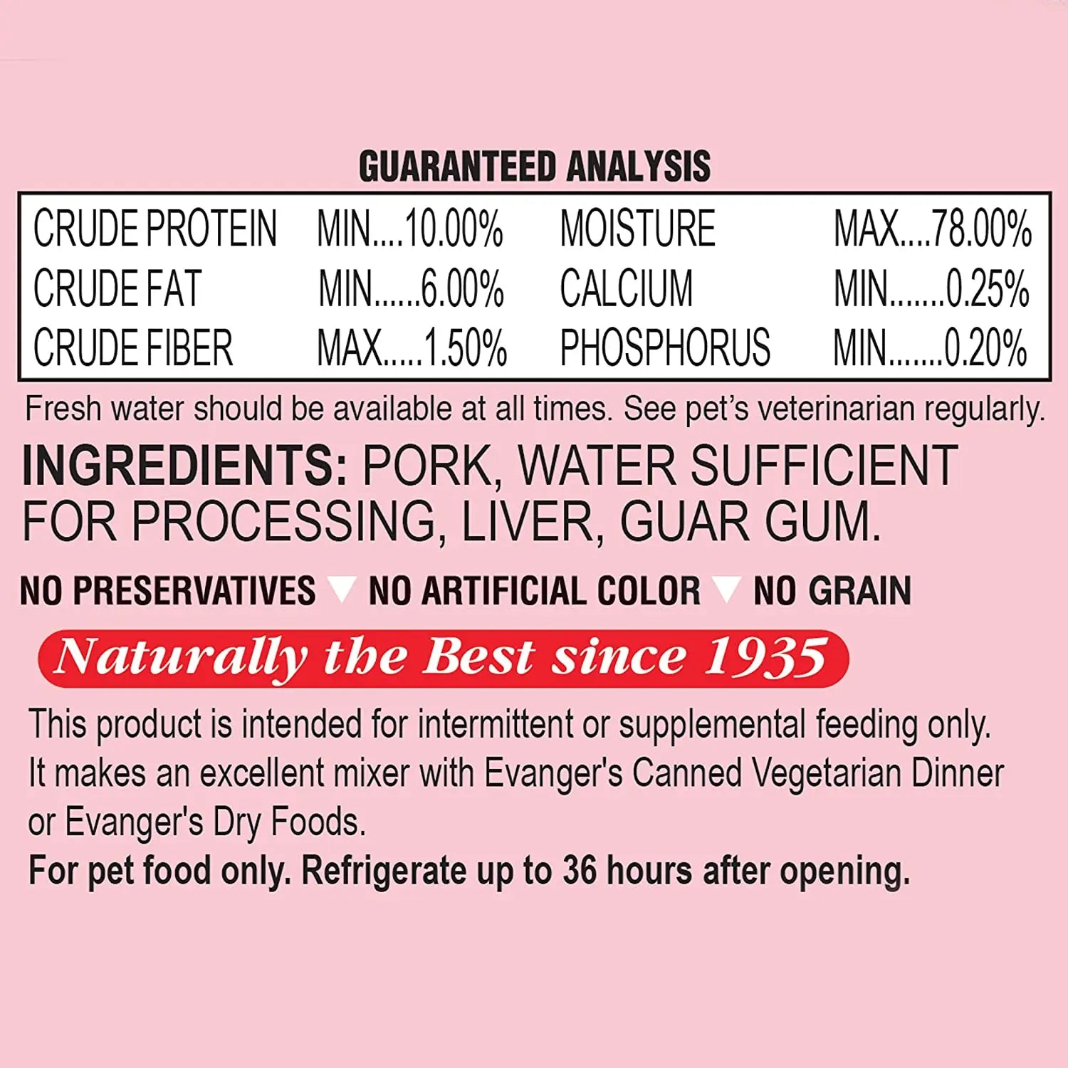 Evanger's 24-Can Case of Grain-Free Pork Canned Food for Dogs and Cats