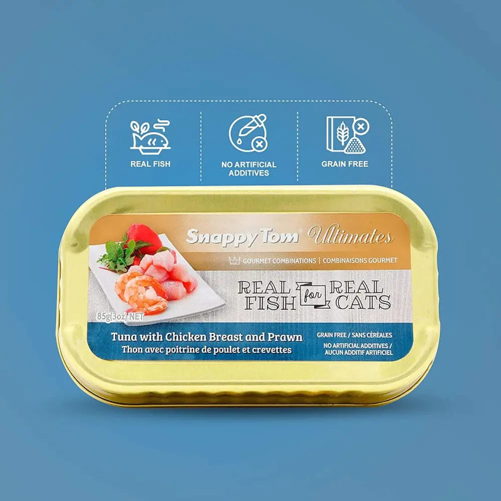 Snappy Tom Ultimates: Fresh Tuna, Chicken Breast & Prawn Canned Cat Food (12 x 3oz)