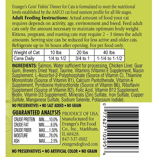 Evanger's Heritage Classic Grain-Free Canned Wet Cat Food - Goin' Fishin' Dinner