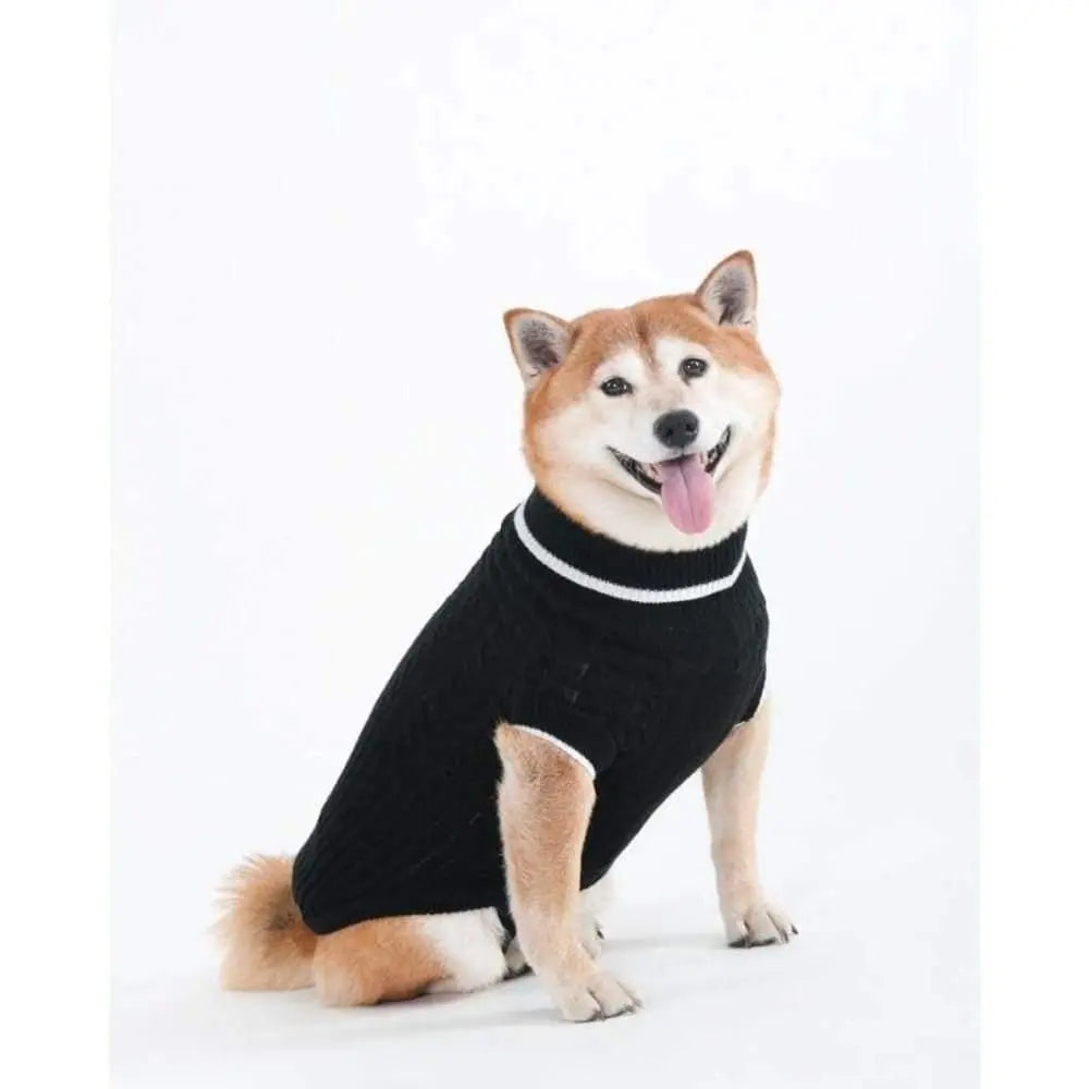 Stylish Black Classic Cable Knit Dog Sweater for Everyday Wear