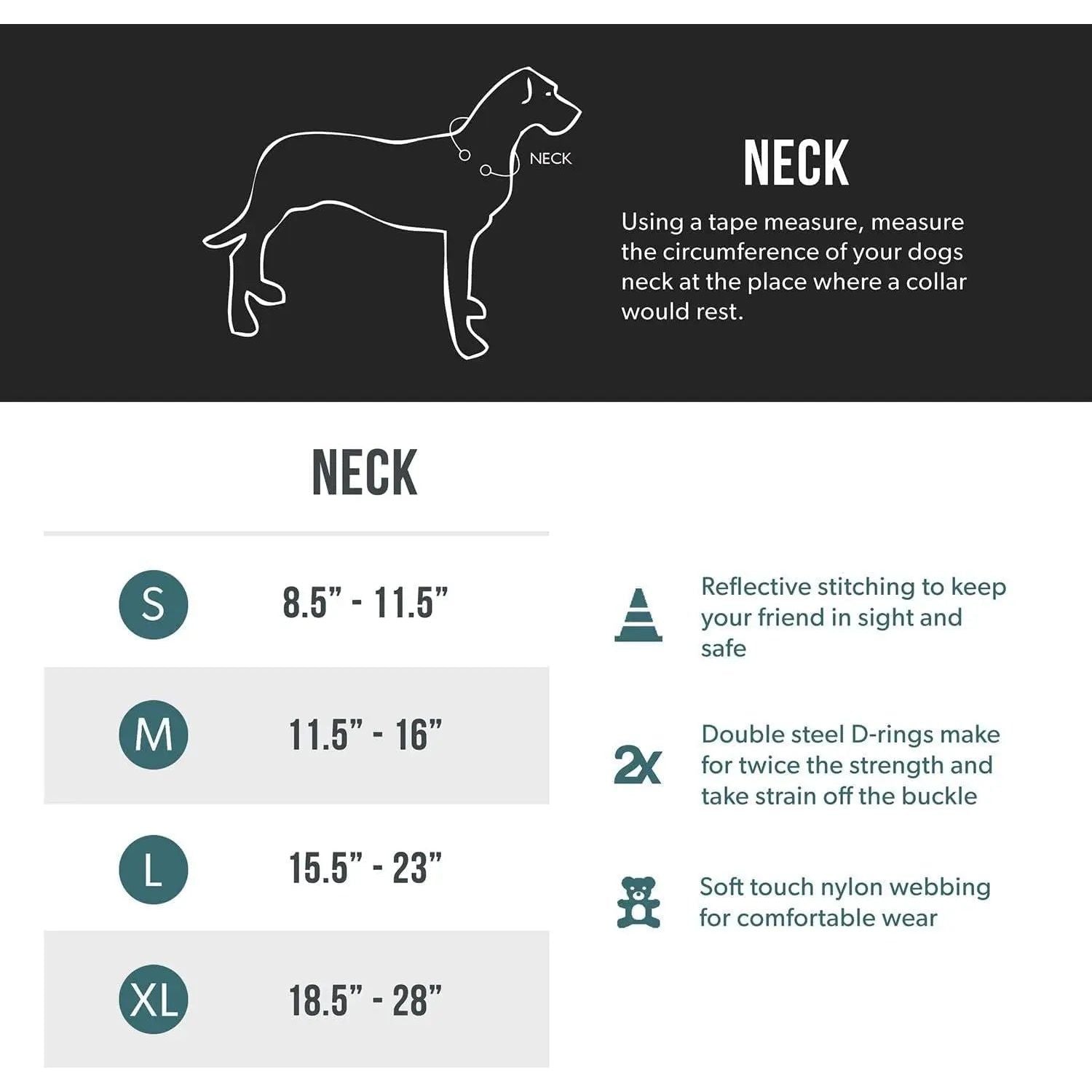 EzyDog Double - Reinforced Premium Reflective Nylon Dog Collar