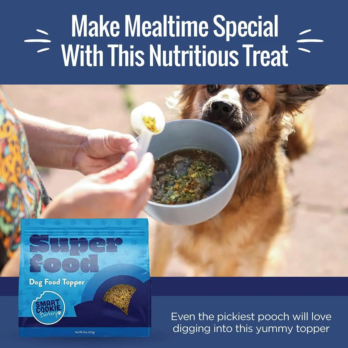 Premium Smart Cookie Superfood Freeze - Dried Salmon Meal Mixer Dog Food Topper with Turmeric, 15 oz