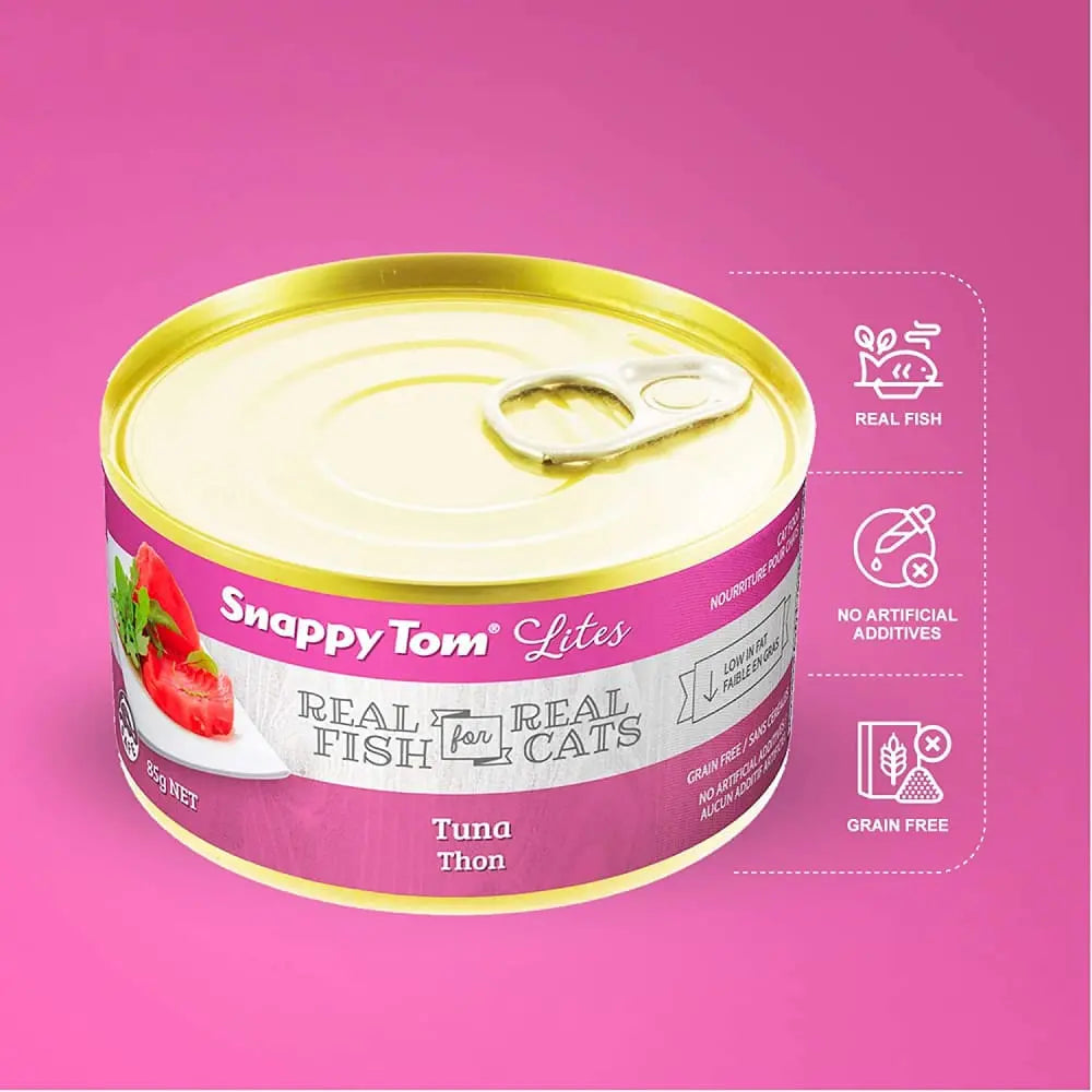 Snappy Tom Lite Tuna Flavored Canned Cat Food, 24 Cans of 3oz Each