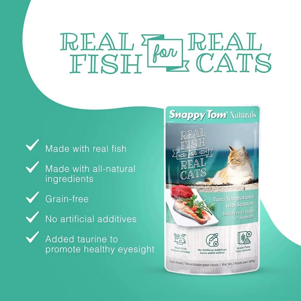 Snappy Tom Naturals Wet Cat Food: Tuna and Salmon Temptations