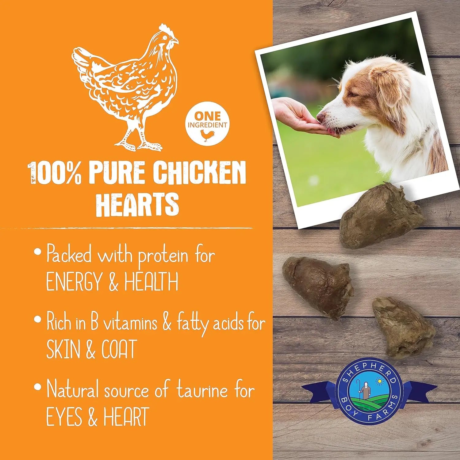 Shepherd Boy Farms Premium Freeze - Dried American Chicken Heart Dog Snacks