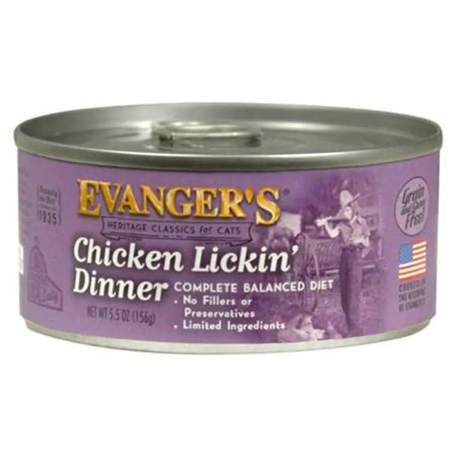 Evanger's Heritage Classic Grain - Free Canned Wet Cat Food with Chicken Lickin' Dinner