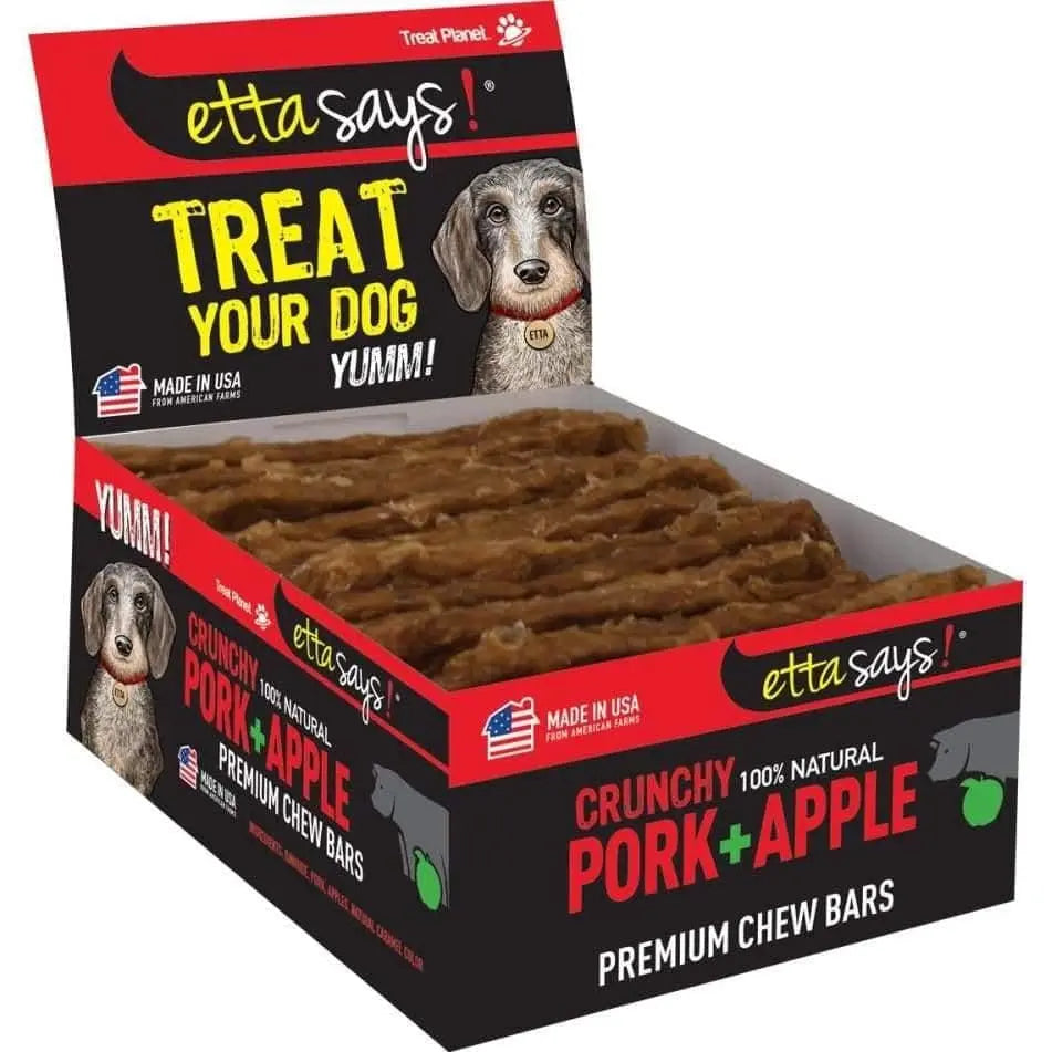Etta Says! High - Quality Premium Crunchy Dog Treat Bars Made with Pork and Apple