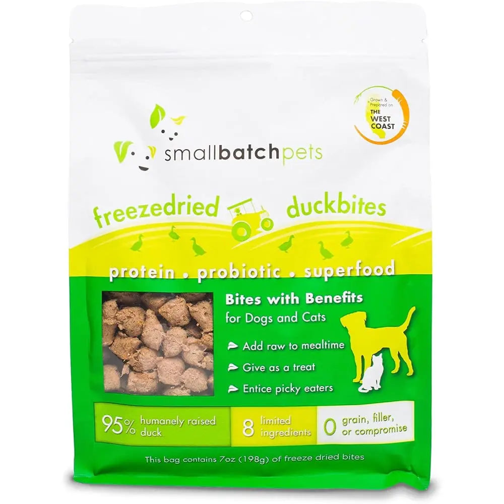 7 oz Smallbatch Freeze - Dried Duck Bites: A Healthy Treat for Dogs and Cats