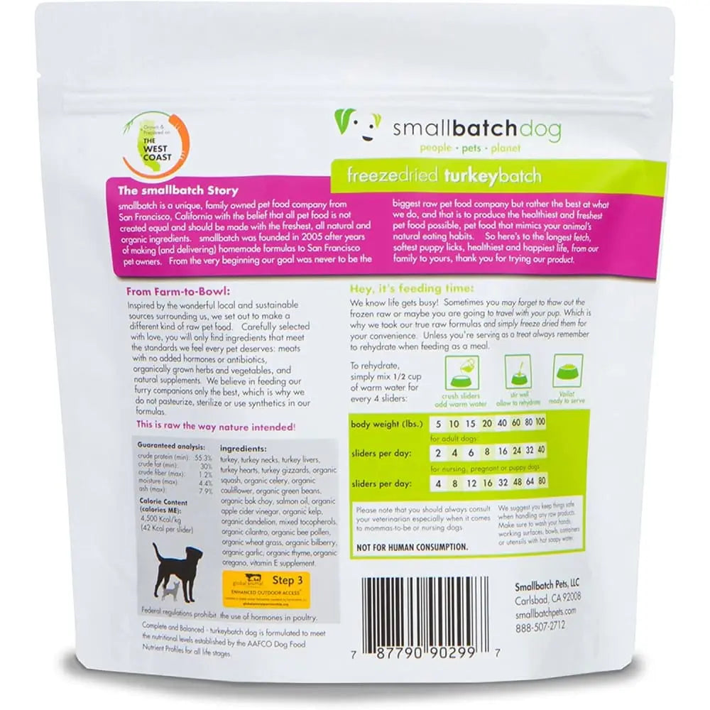 Smallbatch Pets Premium Freeze - Dried Raw Diet Turkey Sliders Dog Food, an Ideal Canine Food Option