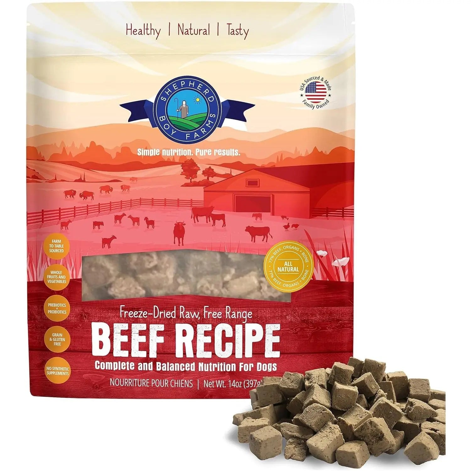 Shepherd Boy Farms Premium Freeze - Dried Beef - Based Recipe Dog Food, 14 - Ounce Package