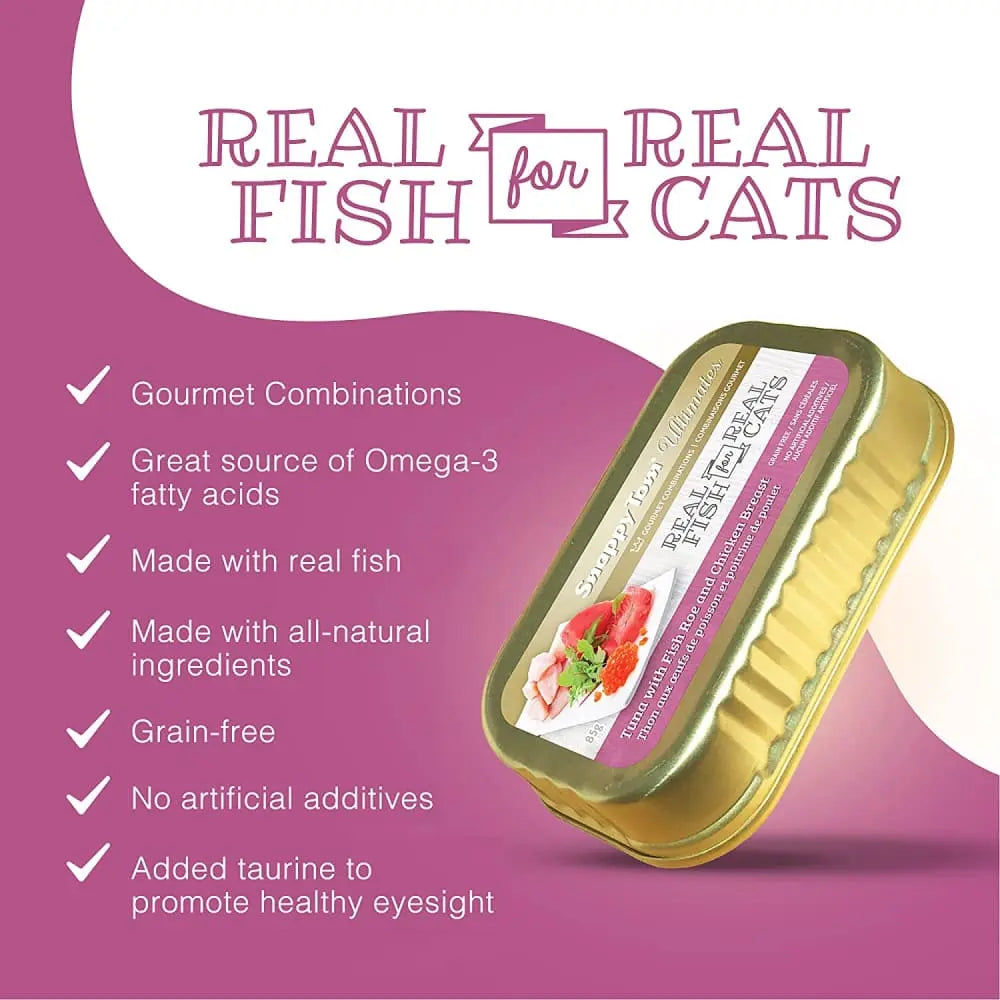 Snappy Tom Ultimates Premium Canned Cat Food - Fresh Tuna with Fish Roe and Chicken Breast, 12 Cans of 3 Ounces Each