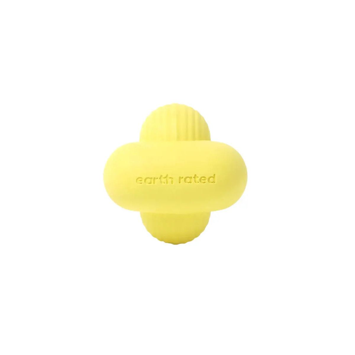 Earth Rated Yellow Rubber Dog Fetch Toy with Unique Bubble Knot Design