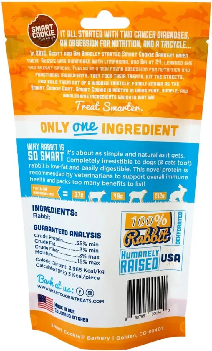 Smart Cookie All - Natural Hypoallergenic and Healthy Rabbit Jerky Dog Treats for Training and Snacking