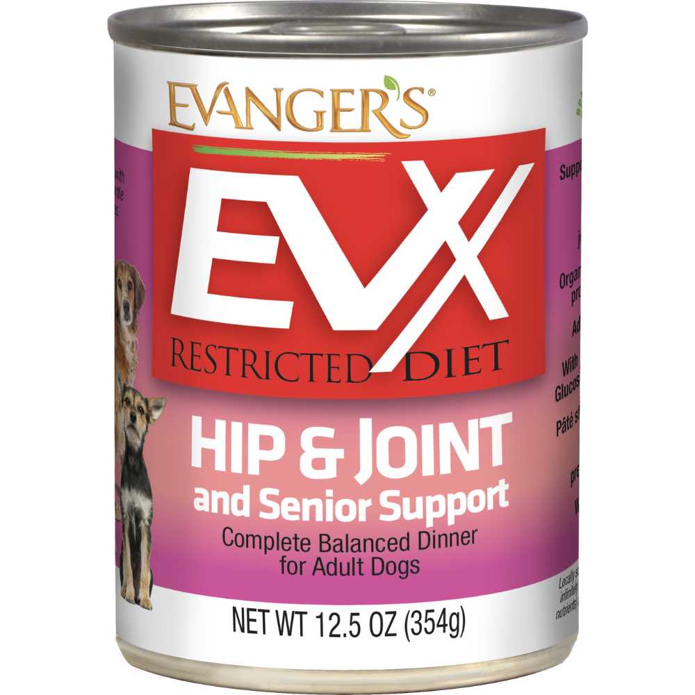 Evanger's EVX Premium Restricted Diet Canned Wet Dog Food for Hip & Joint Support and Senior Dogs, Pack of 12 - 12.5 oz Cans