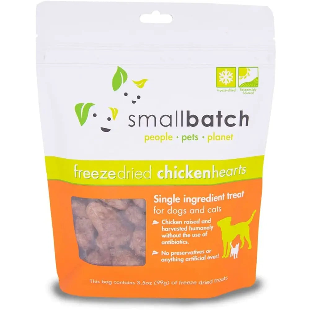 Smallbatch Pets 3.5 oz Premium Freeze-Dried Chicken Heart Treats for Dogs and Cats