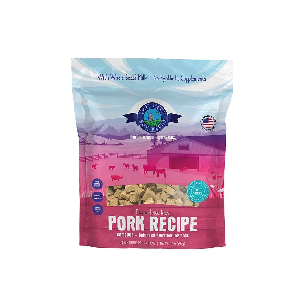 Shepherd Boy Farms 14oz Premium Freeze - Dried Pork Dog Food Recipe