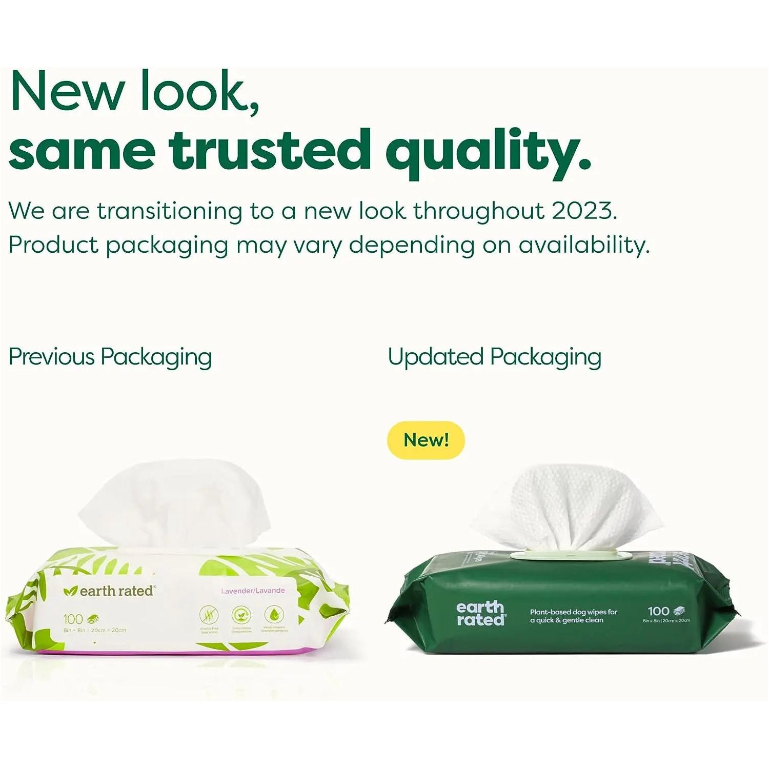 Earth Rated 100-Count Plant-Based Dog Grooming Wipes for Daily Pet Care