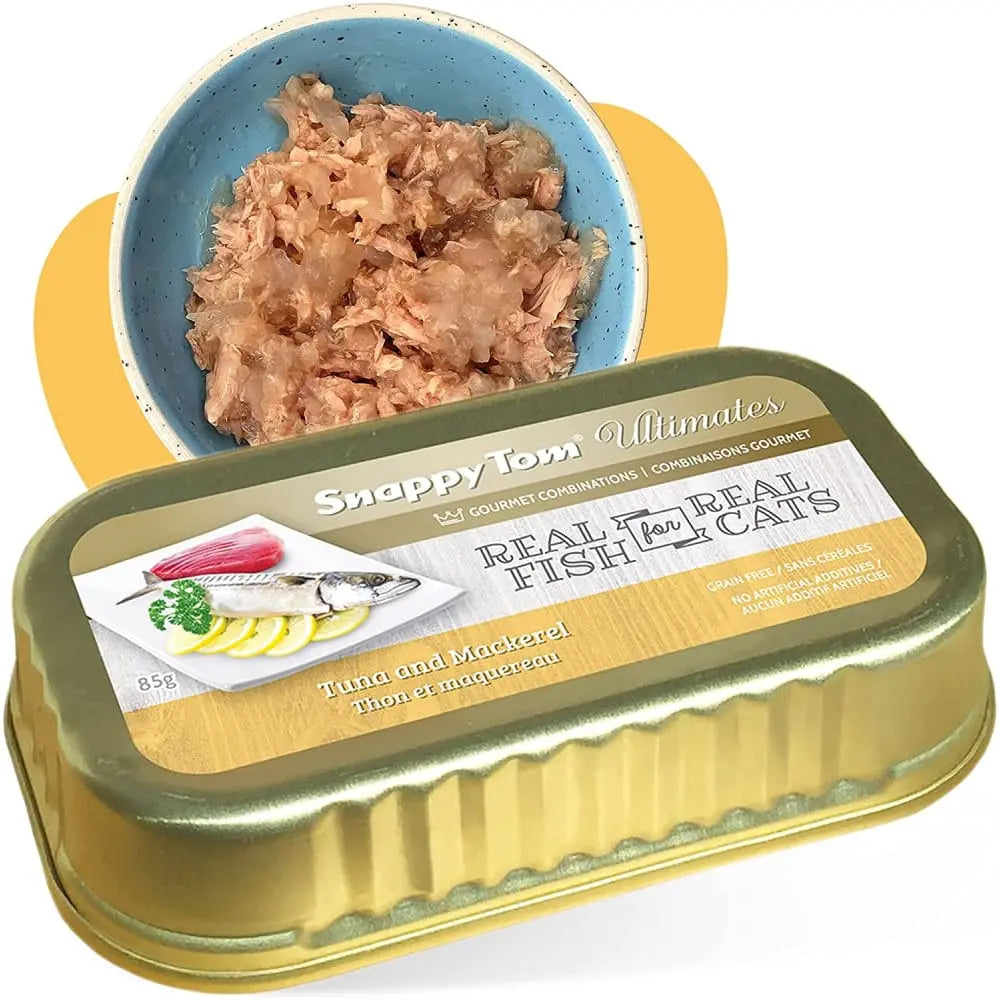 Snappy Tom Ultimates: 12-Pack 3oz Canned Fresh Tuna & Mackerel Cat Food