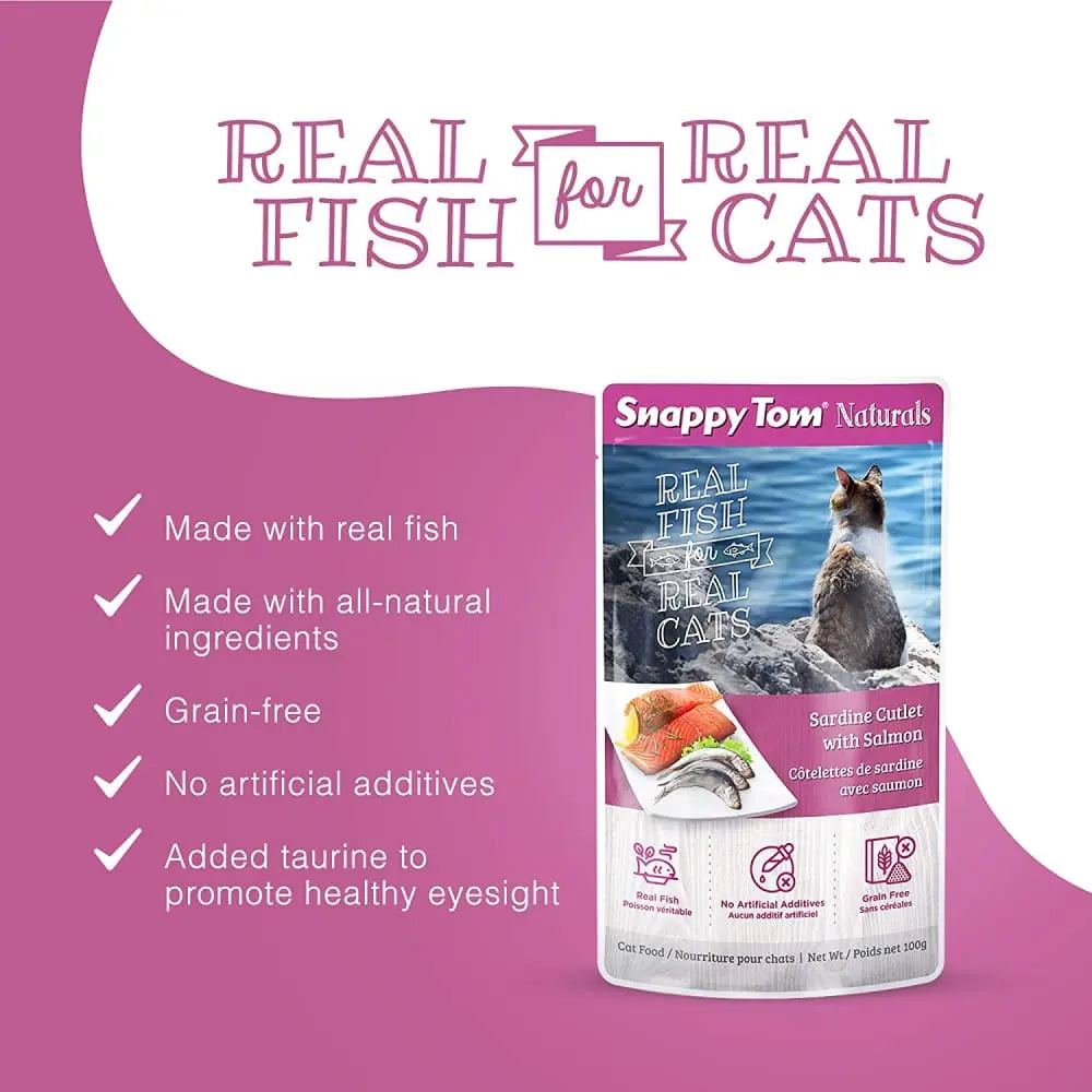 Snappy Tom Naturals Wet Cat Food: Sardine Cutlet with Salmon Delight