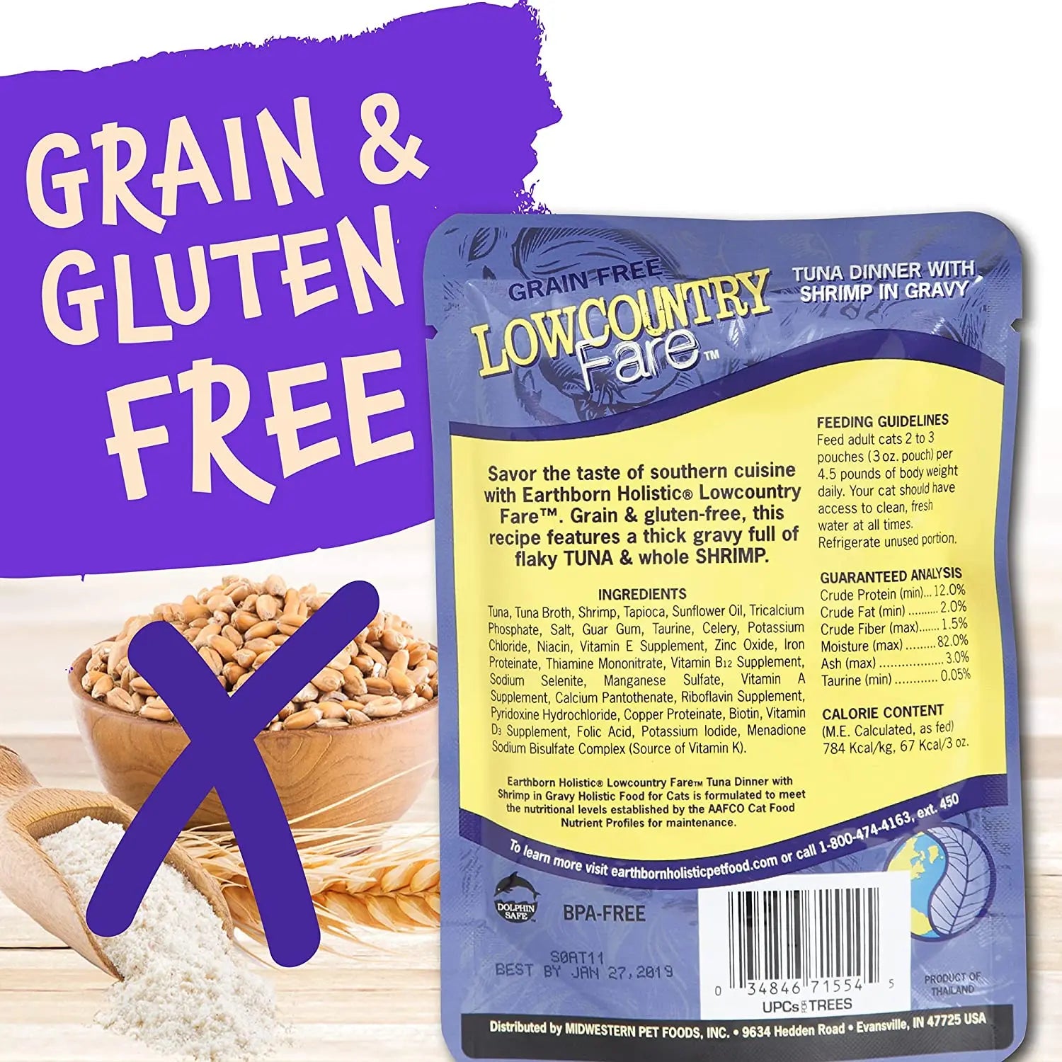 Earthborn Holistic 3 oz Grain - Free Wet Cat Food, 24 Packs of Lowcountry Fare