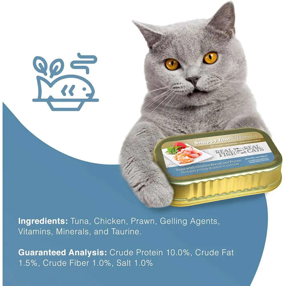 Snappy Tom Ultimates: Fresh Tuna, Chicken Breast & Prawn Canned Cat Food (12 x 3oz)