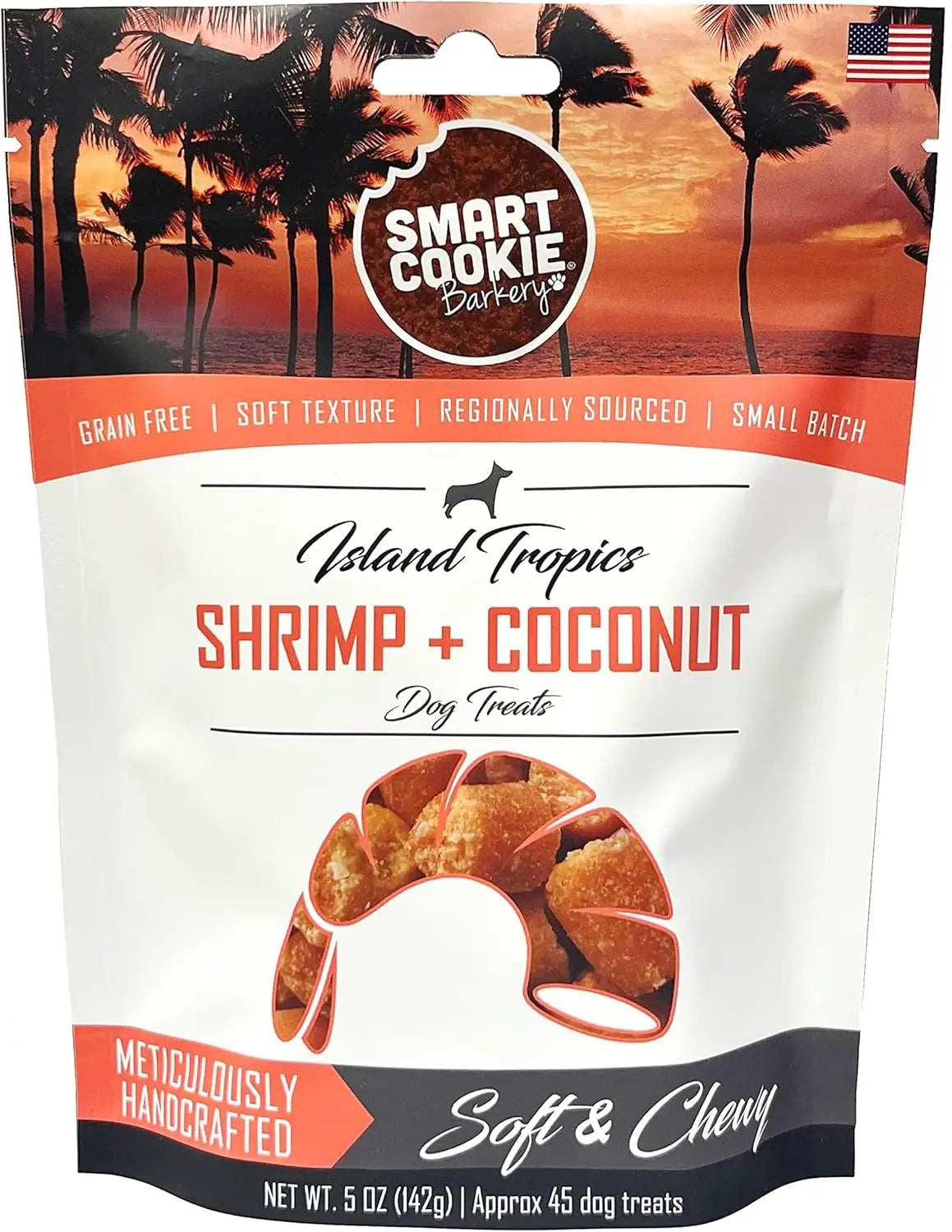 Smart Cookie Grain-Free Soft and Chewy Dog Treats with Shrimp and Coconut, 5 Ounce Pack