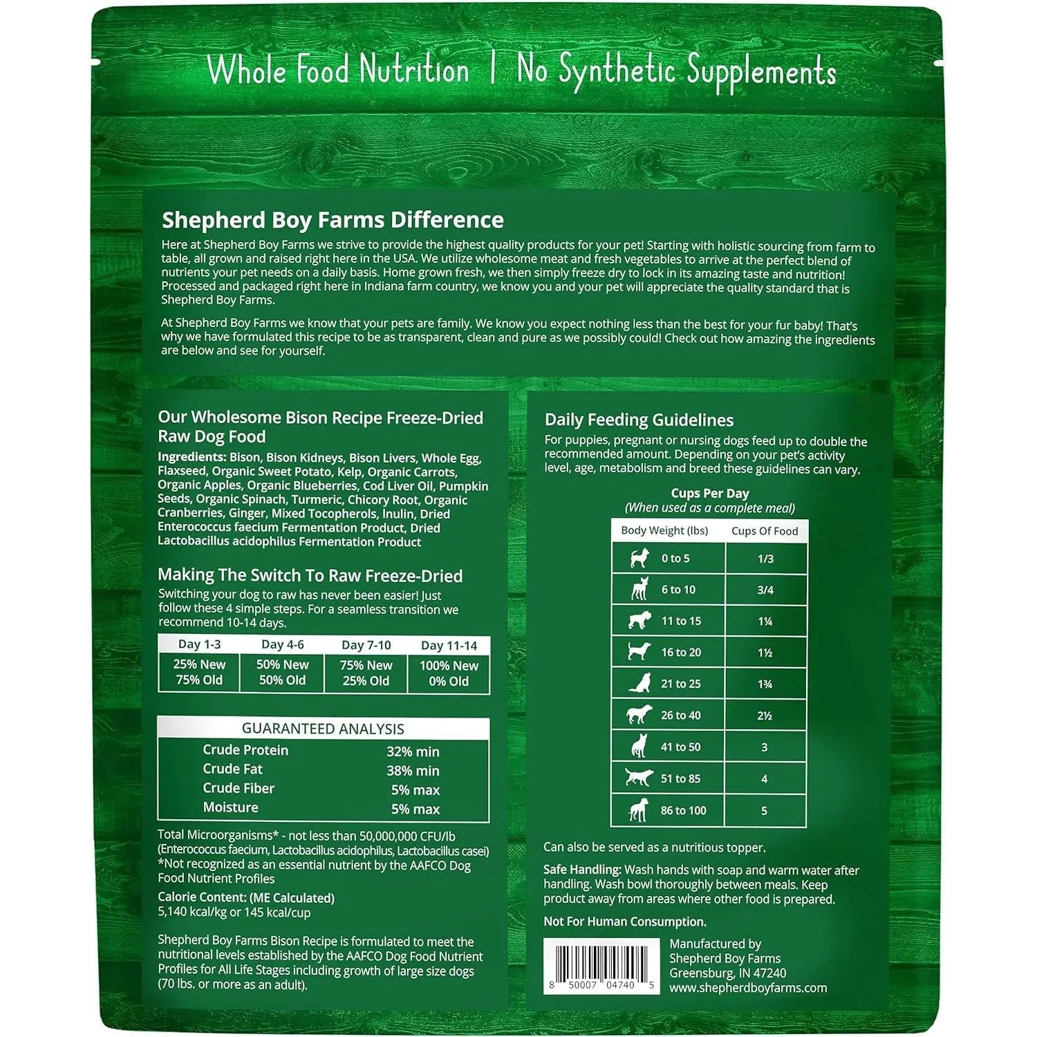 Shepherd Boy Farms 14 oz Premium Freeze - Dried Bison Dog Food Recipe