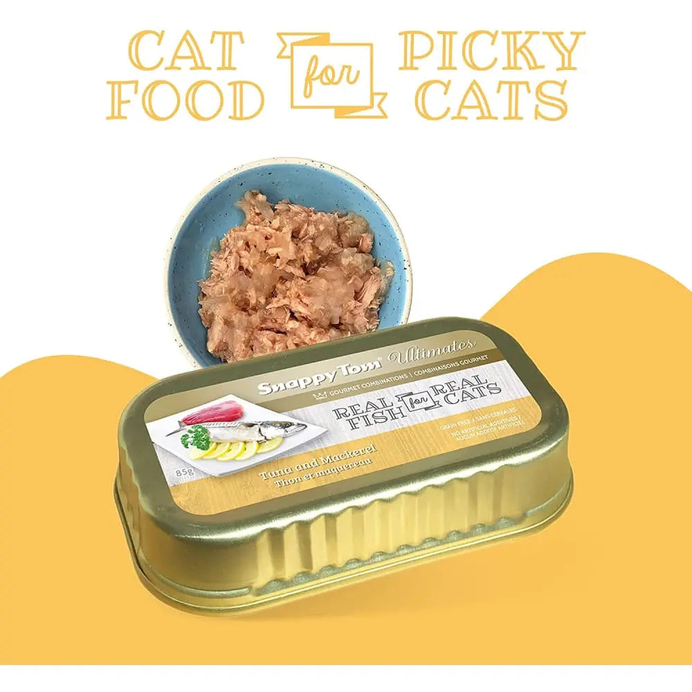 Snappy Tom Ultimates: 12-Pack 3oz Canned Fresh Tuna & Mackerel Cat Food