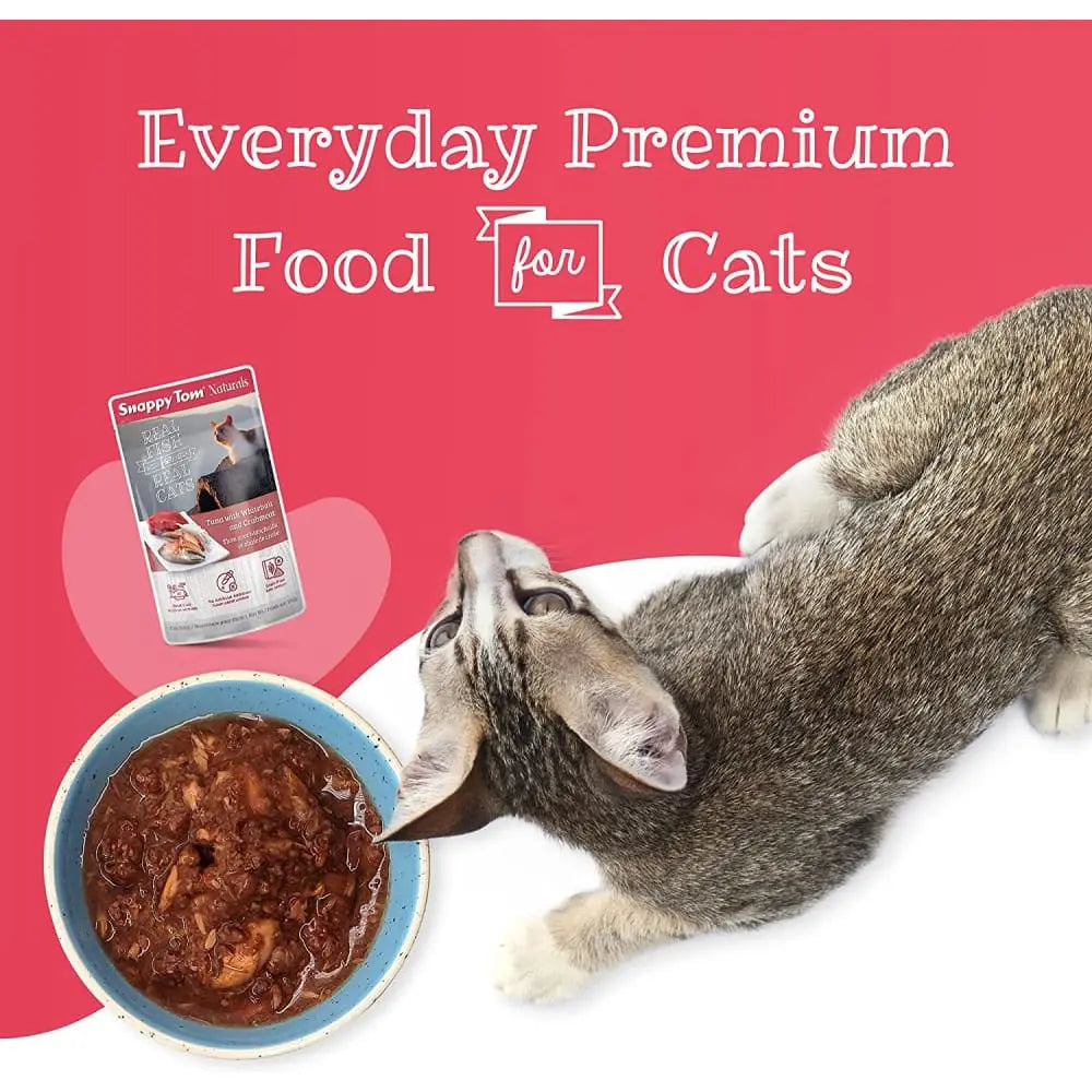 Snappy Tom Naturals Premium Wet Cat Food with Tuna, Whitebait & Crabmeat - 12 Pouches of 3.5 Ounces Each