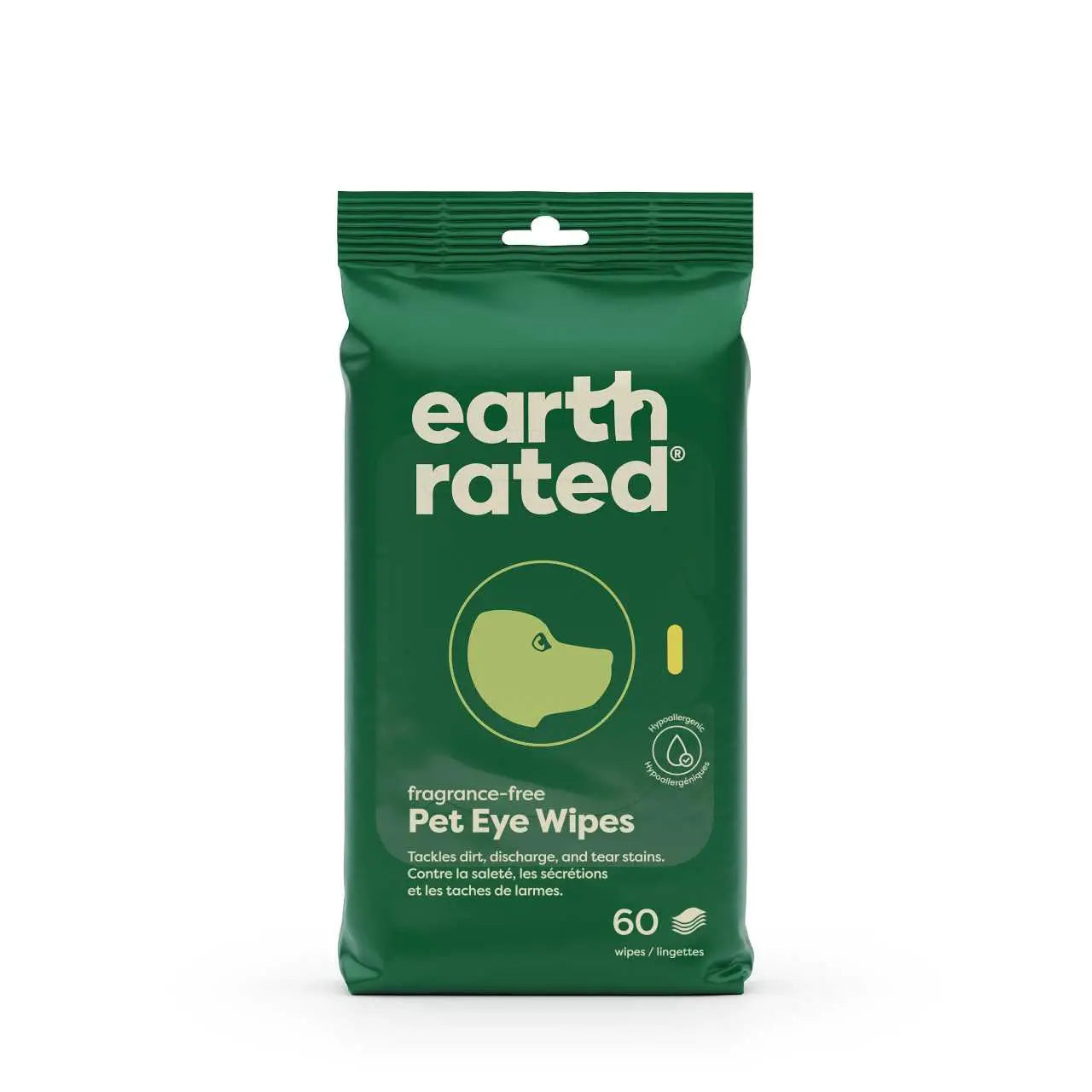 Earth Rated 60-Count Hypoallergenic Pet Eye Cleaning Wipes for Dogs