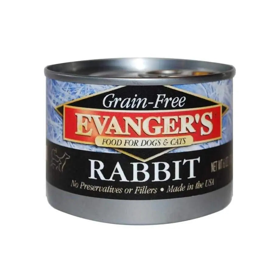 Evanger's Premium Grain-Free Rabbit Flavored Canned Food for Dogs and Cats - Pack of 24, 6 Ounce Cans Each