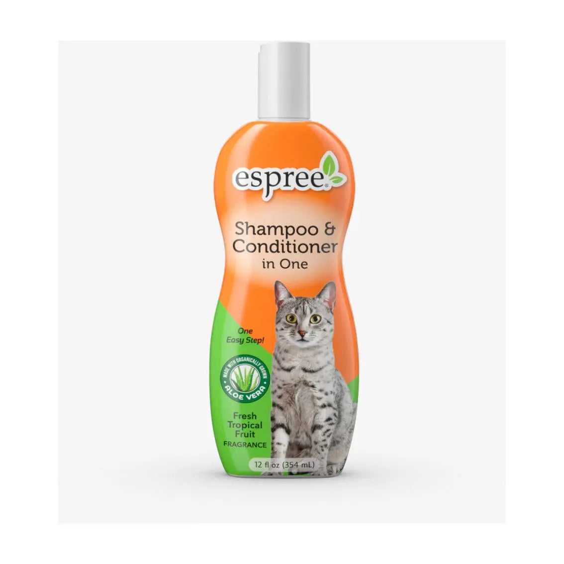 Espree All - in - One Cat Shampoo and Conditioner with Aloe and Refreshing Tropical Fruit Scent, 12 oz Bottle