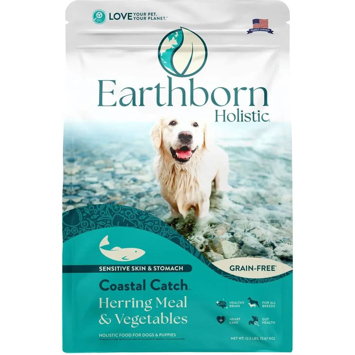 Earthborn Holistic Coastal Catch Premium Grain-Free Dry Dog Food with Herring Meal and Vegetables for Dogs of All Ages