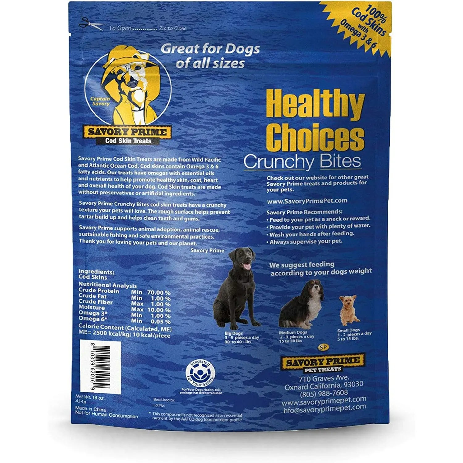 Savory Prime Wild-Caught Cod Skin Fish Strips - Ideal Dog Treat for Light Chewers