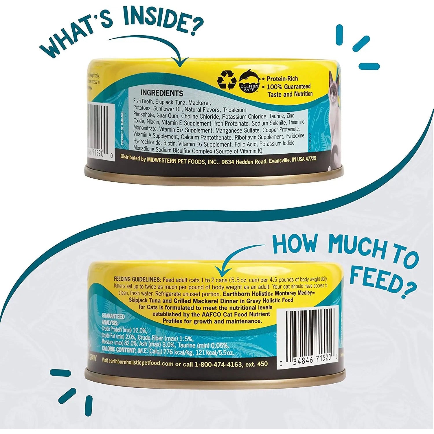 Earthborn Holistic Grain-Free Wet Cat Food - Monterey Medley with Skipjack Tuna and Grilled Mackerel