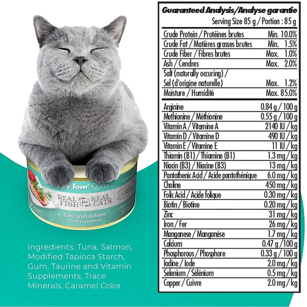 Snappy Tom Low - Calorie Canned Cat Food with Tuna and Salmon