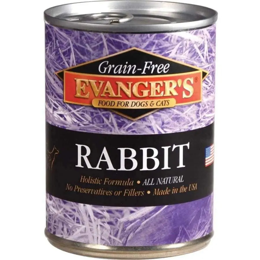 Evanger's Premium Grain-Free Canned Rabbit Food Case - Ideal for Both Dogs and Cats (Pack of 12)