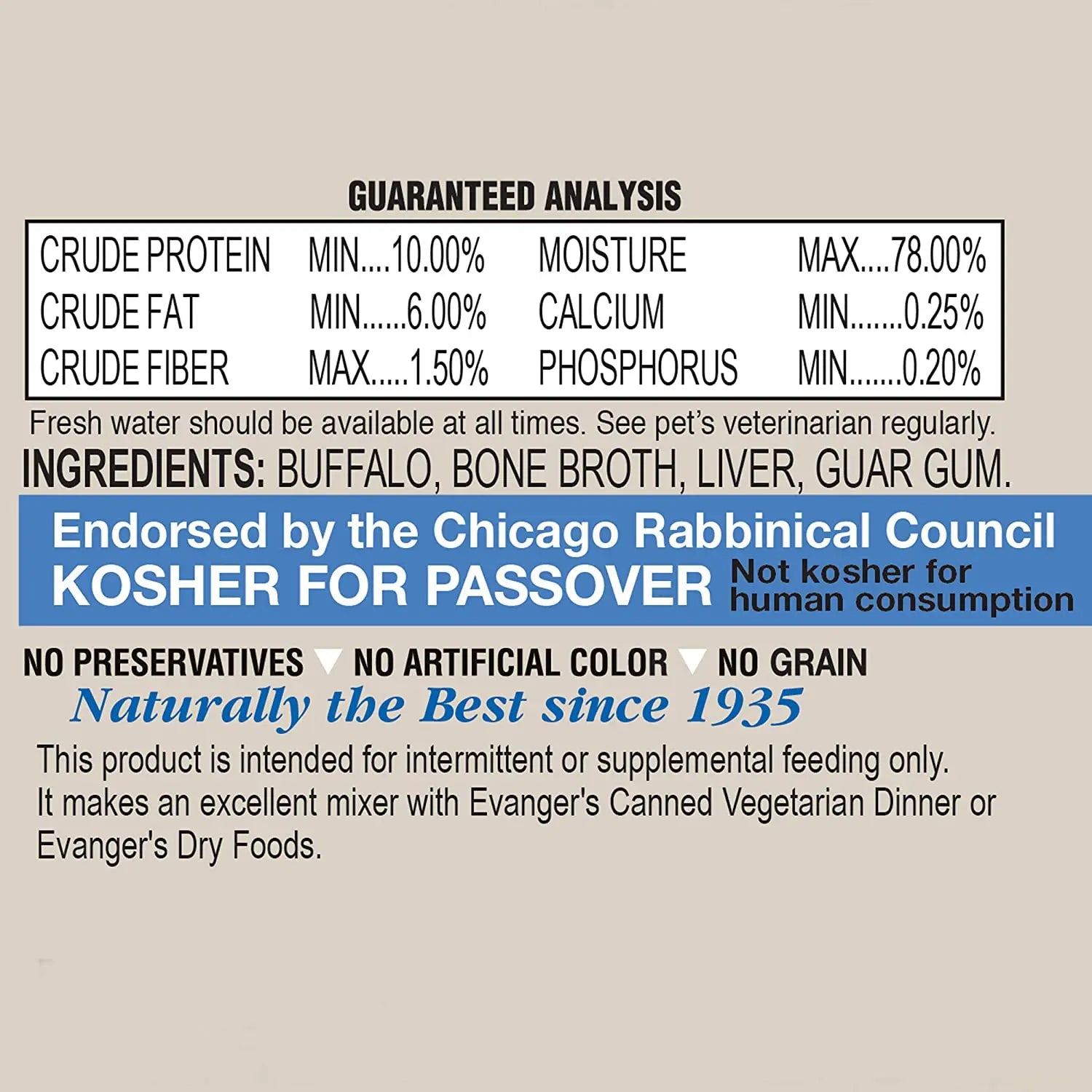 Evanger's 24-Pack 6 oz Grain-Free Buffalo Canned Food for Dogs & Cats