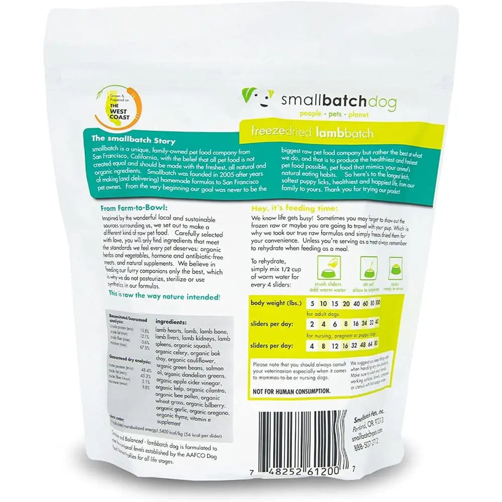 Smallbatch Pets Premium Freeze - Dried Raw Lamb Sliders Dog Food, 14 - ounce, Ideal for Canine Nutrition