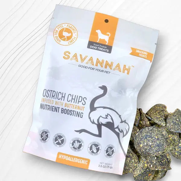 Savannah Hypoallergenic Ostrich & Nutritious Butternut Dog Treats - 2.5oz