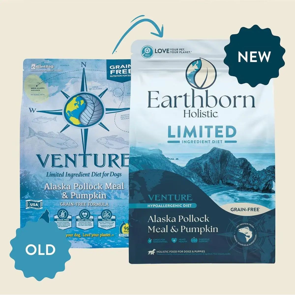 Earthborn Holistic Venture Limited Ingredient Grain-Free Dry Dog Food with Alaska Pollock Meal and Pumpkin for All Life Stages