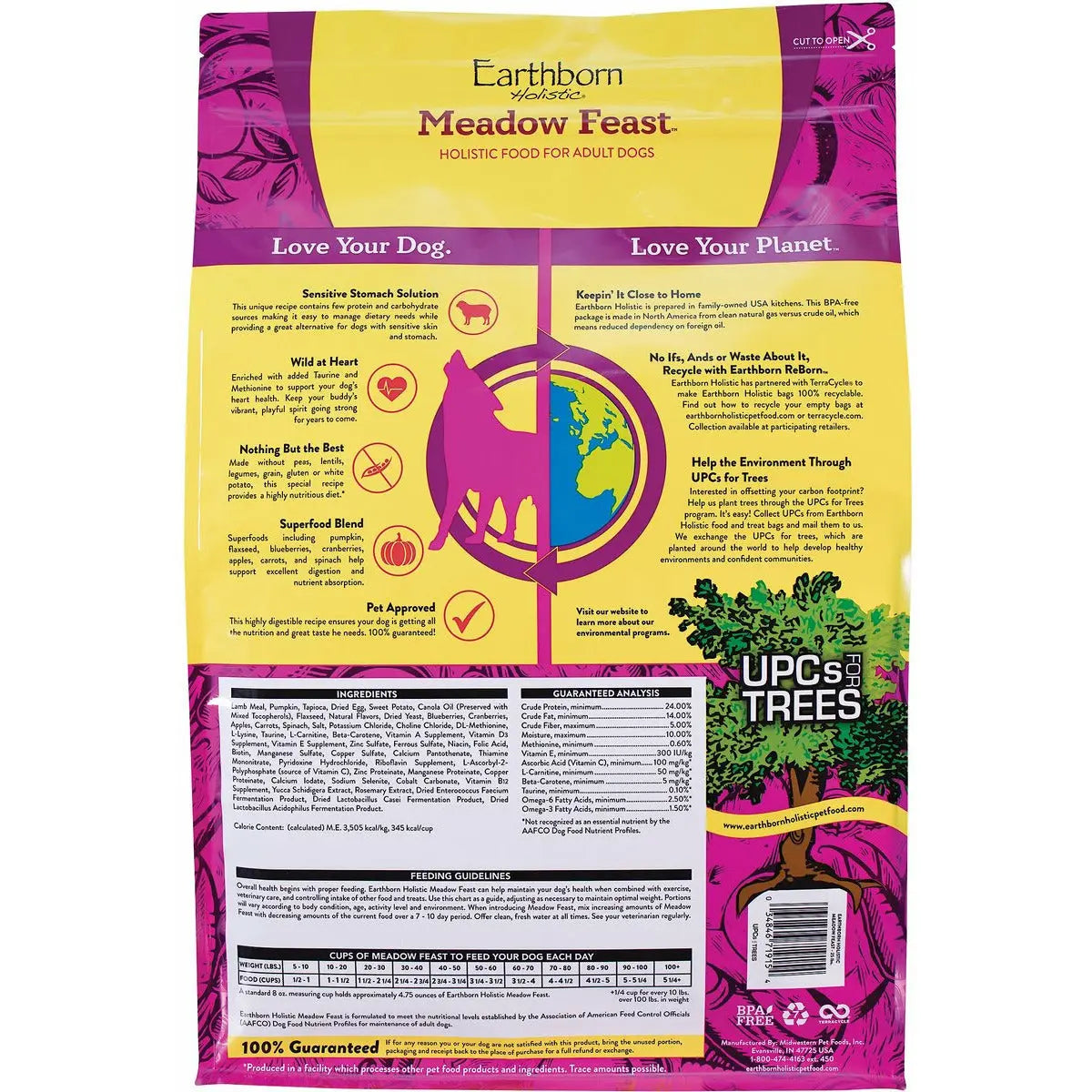 Earthborn Holistic Grain-Free Lamb Meal Dog Food - Meadow Feast for Sensitive Stomachs