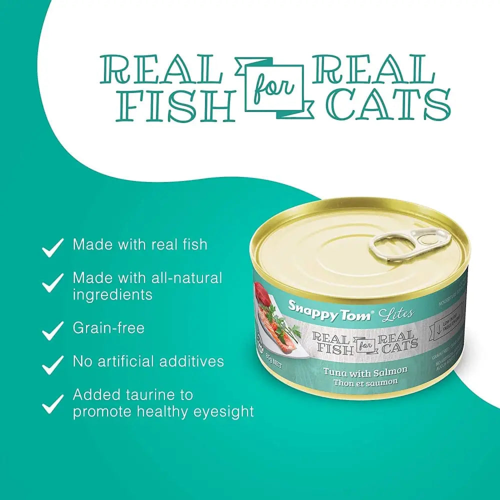 Snappy Tom Low - Calorie Canned Cat Food with Tuna and Salmon