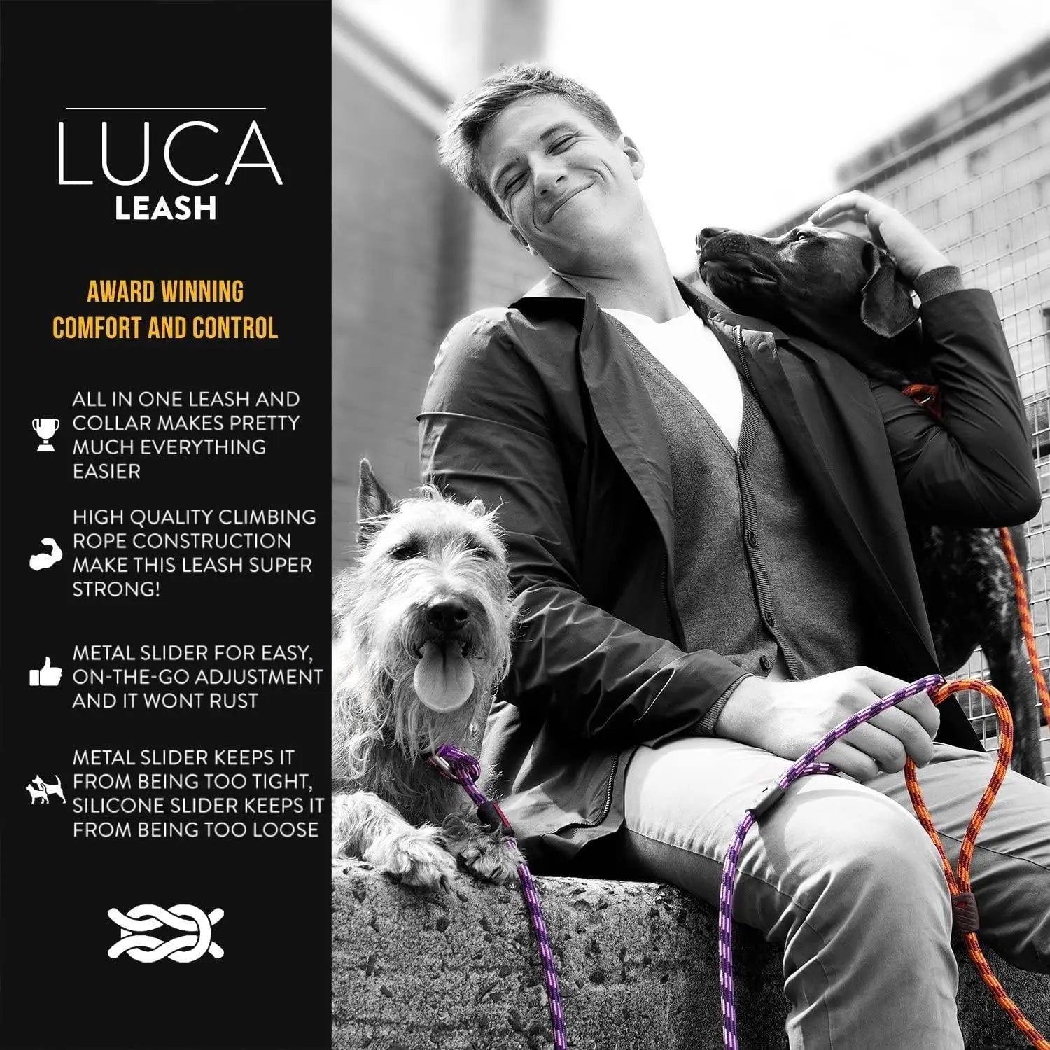 EzyDog Luca All-in-One Slip Collar and Climbing Rope Dog Leash Combination for a Superior Canine Walking Experience